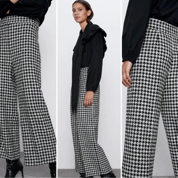 Zara Pants - NWT Zara Houndstooth Wide Leg Pant Size Medium